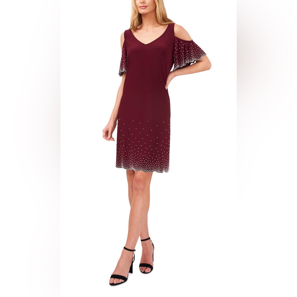 NWT -  Red Sheath Mini Dress with Flutter Sleeves